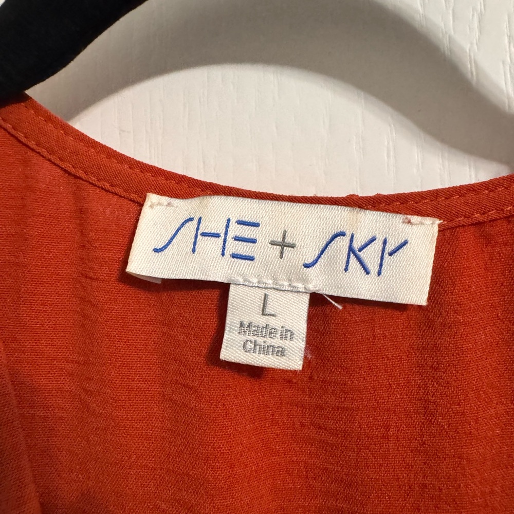 Terracotta V-Neck Ruffle Tunic - Picture 3 of 5